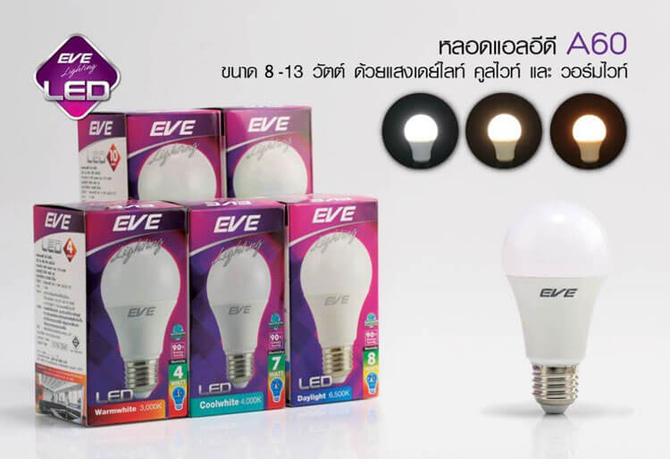 หลอด LED A60 EVE LIGHTING LED Bulb A60 8-13W