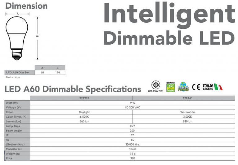 EVE LIGHTING Spec LED A60 Dimmable