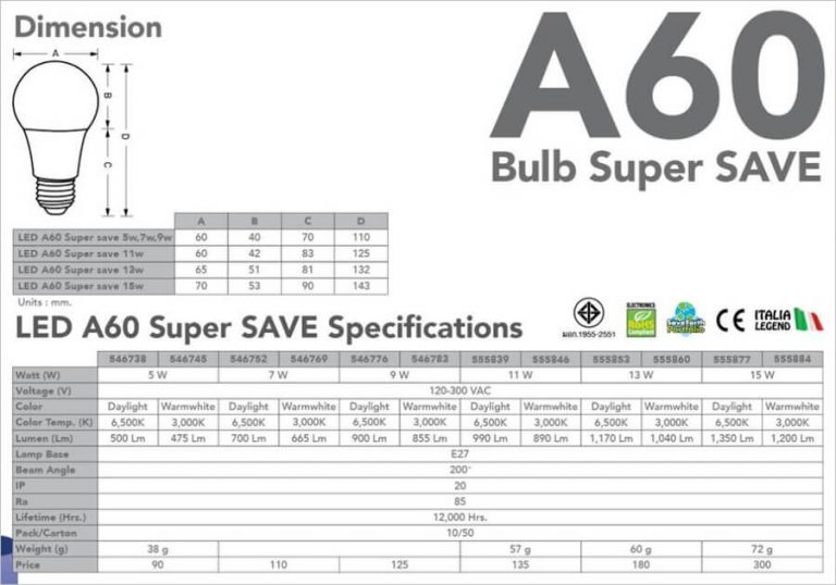 EVE LIGHTING Spec LED Bulb A60 Super Save