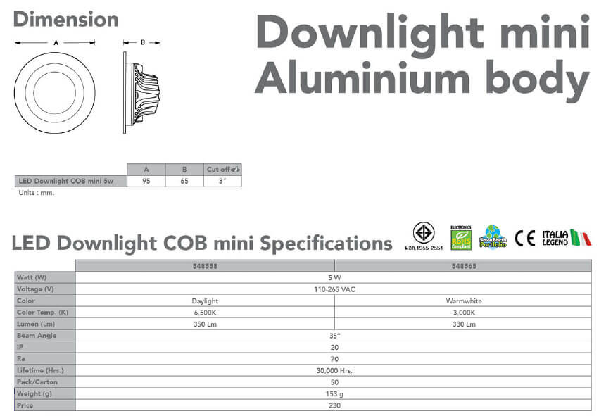 Spec Downlight LED COB Mini 5w-eve