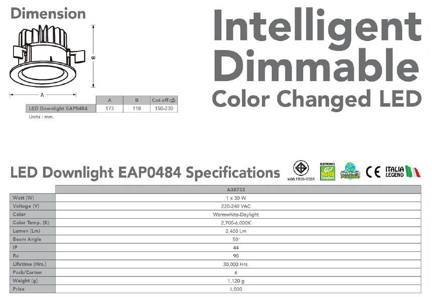 Spec Downlight LED EAP0484 30w-eve