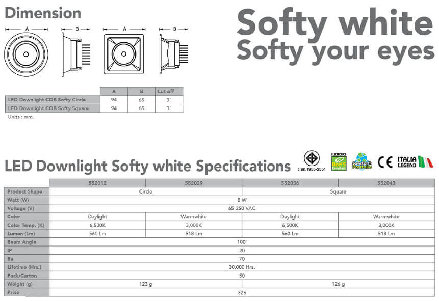 Spec Downlight LED Softy White 8w-eve