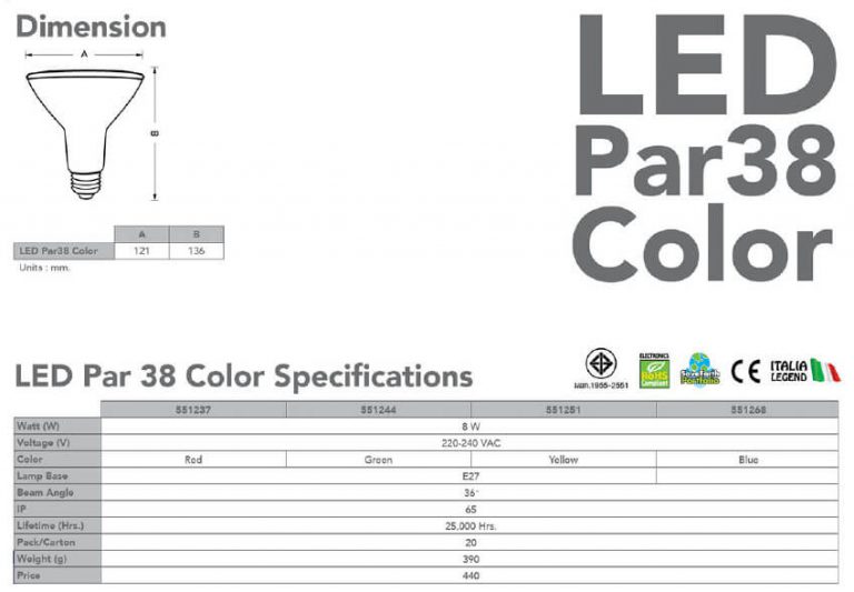 Spec LED PAR 38 Color-8w-eve