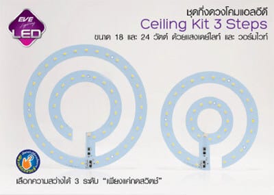 ชุดกึ่งดวงโคมLED Ceiling Kit 3 Steps18w 24w-eve