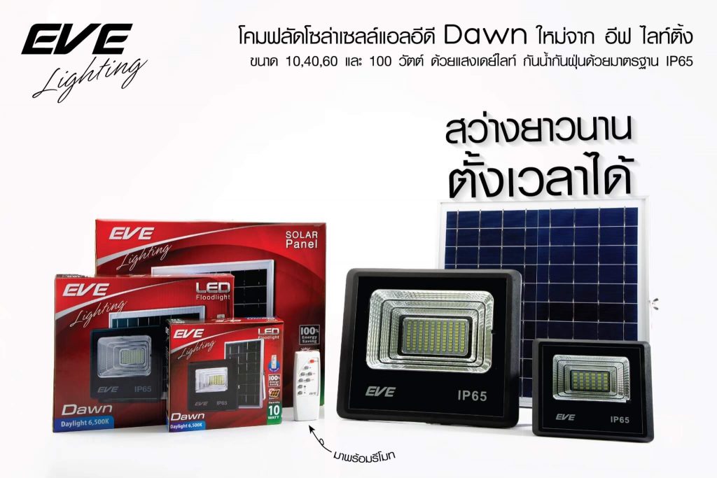 LED Solar Cell Flood Dawn 100W Daylight (Control by remote)-eve