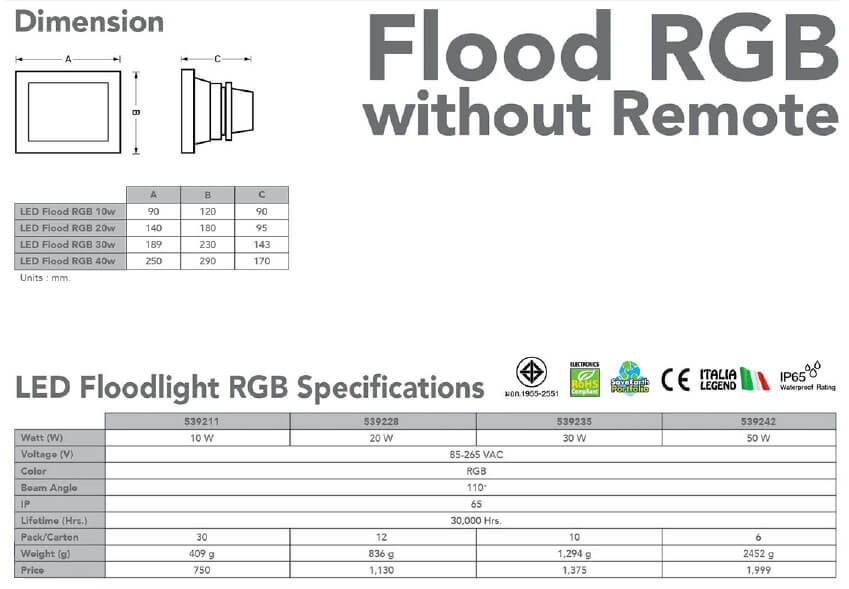Spec Floodlight Led RGB10w-20w-30w-50w-eve