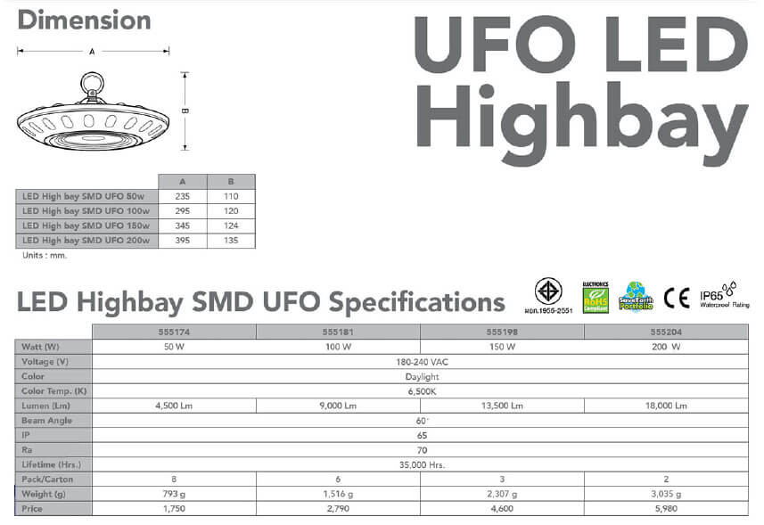 Spec Led Highbay SMD UFO 50w 100w 150w 200w -eve