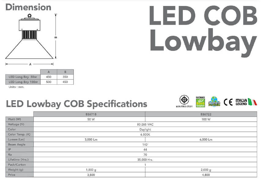 Spec Led Lowbay Cob 50W 100W-eve