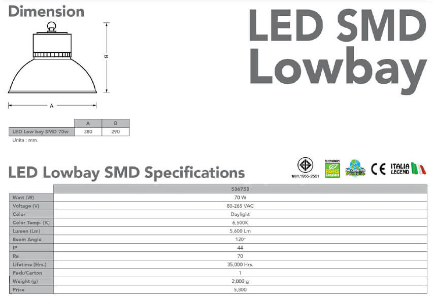 Spec Led-Lowbay-SMD 70W-eve
