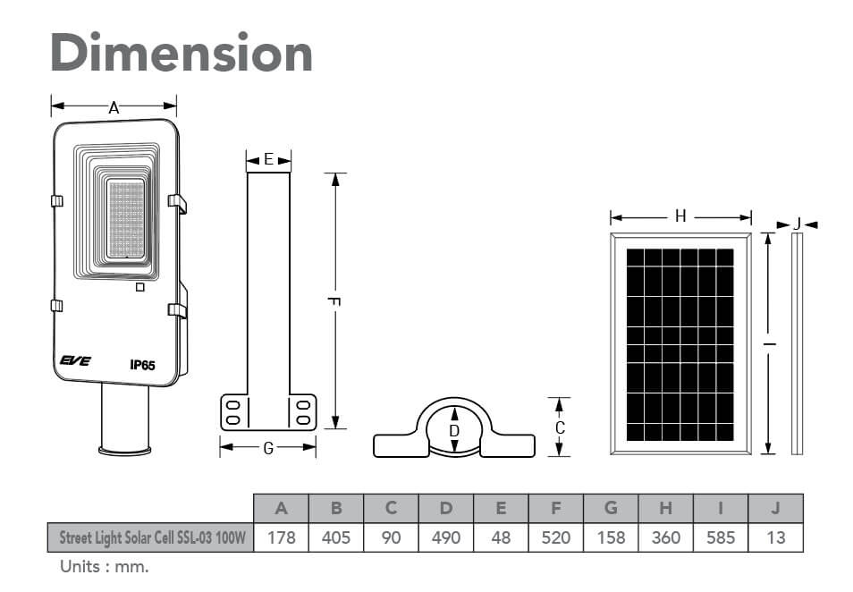 Spec-Street Light Solar Cell SSL-03 100W-eve